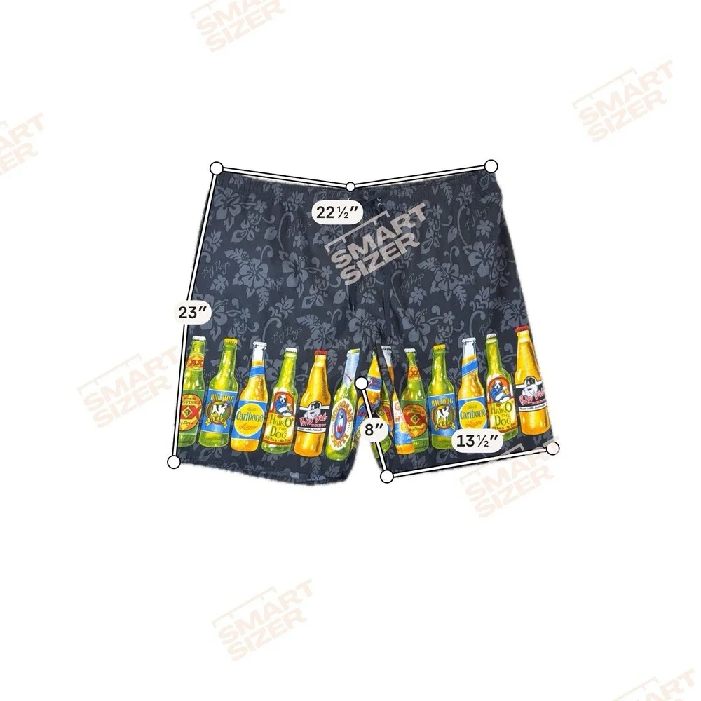 BIG DOGS Beer Board Shorts Swim Trunks Blue Mesh Lined Men's SZ 1xl